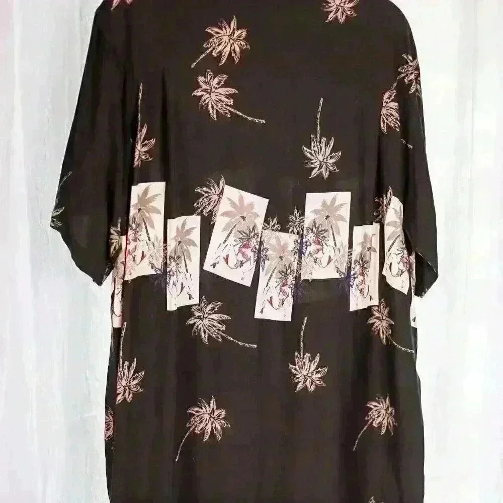 Imprints Size L Black Hawaiian shirt pinup hidden art; art to wear button down - Picture 11 of 15